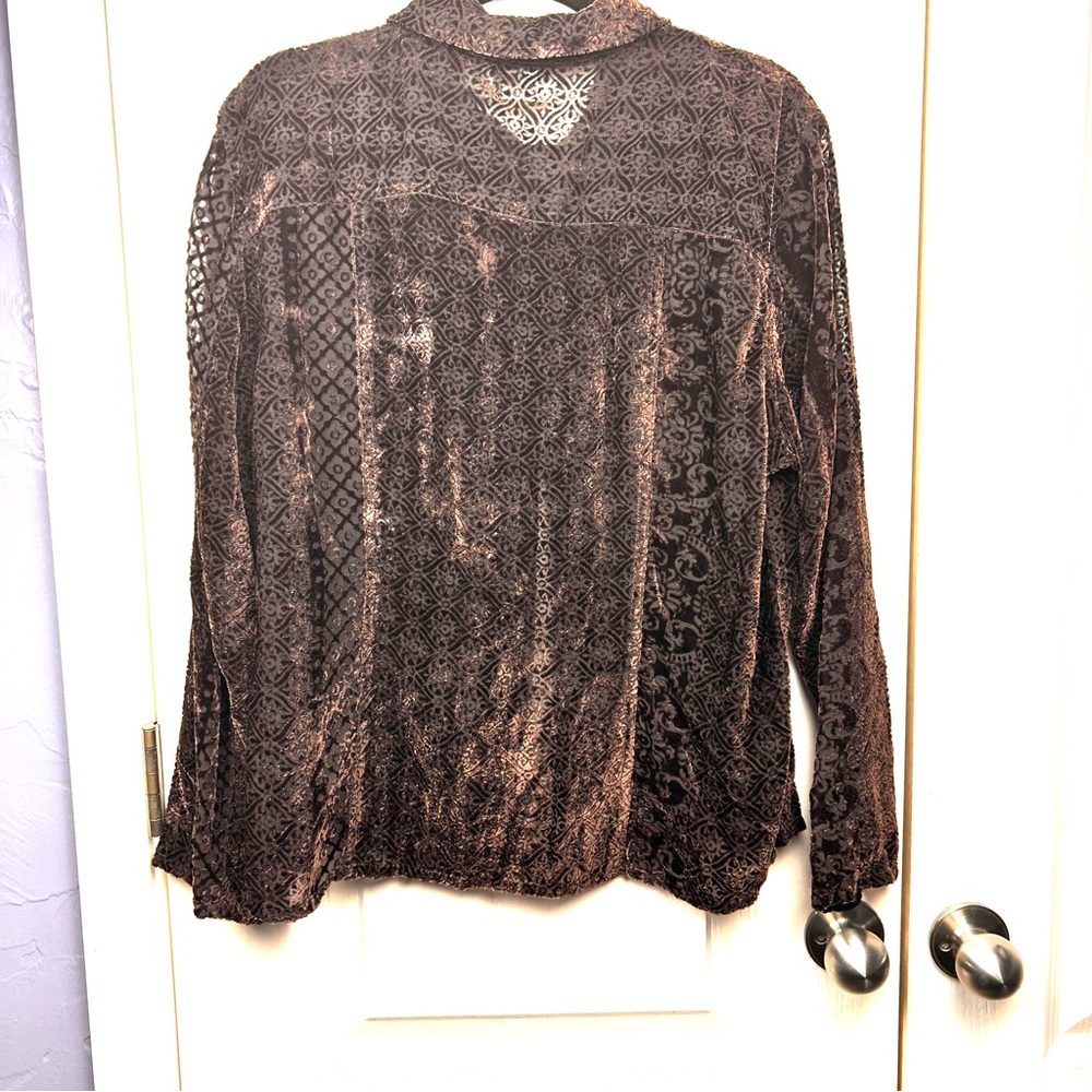 Chico's Rich Brown Patterned Blouse - image 1